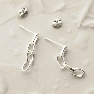 MG009S STERLING SILVER SHORT SIMPLE CHAIN EARRINGS 2
