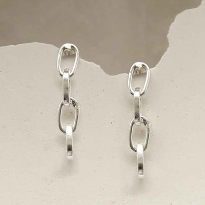 MG009S STERLING SILVER SHORT SIMPLE CHAIN EARRINGS 4