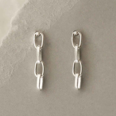 MG009S STERLING SILVER SHORT SIMPLE CHAIN EARRINGS 5