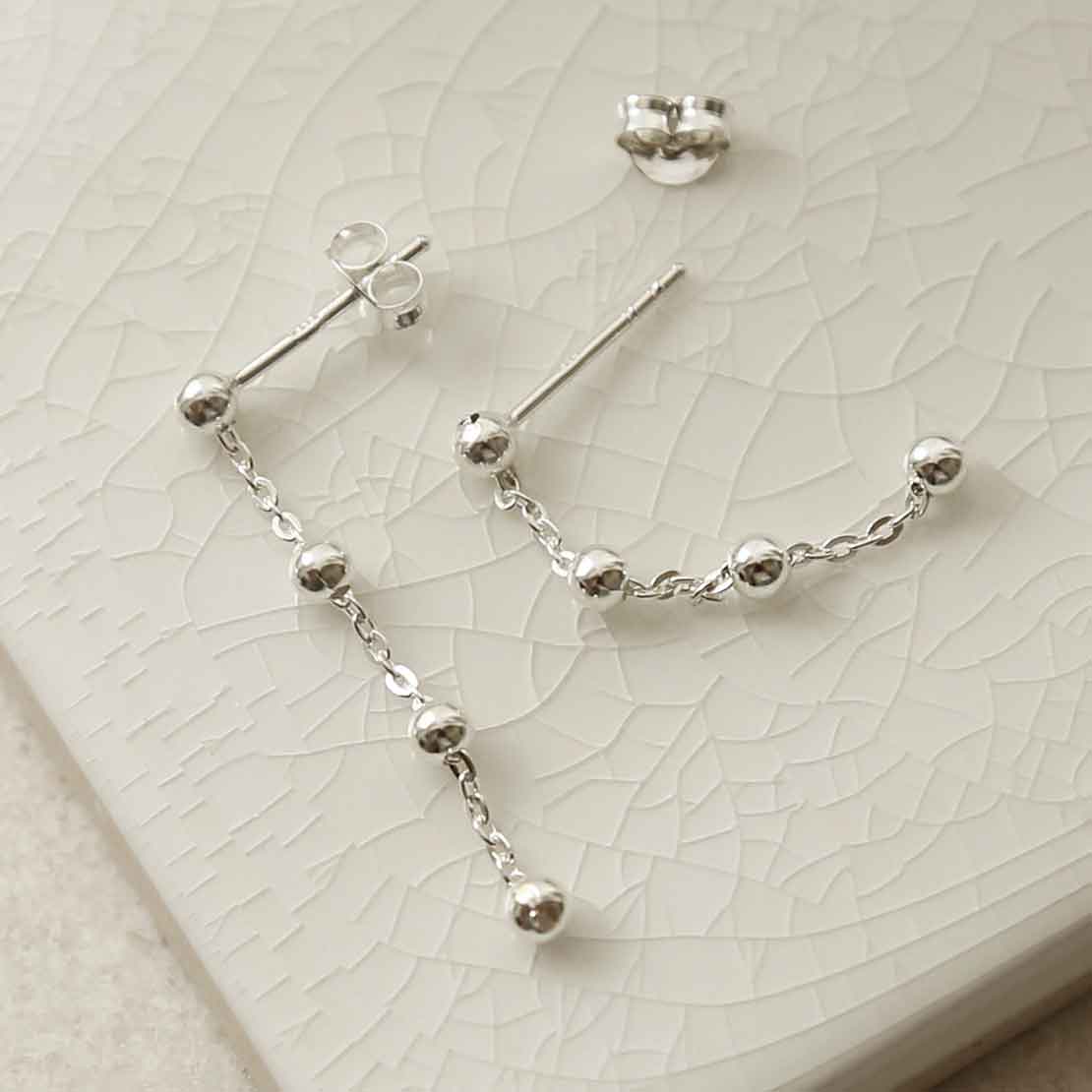 Sterling Silver Satellite Chain Earrings