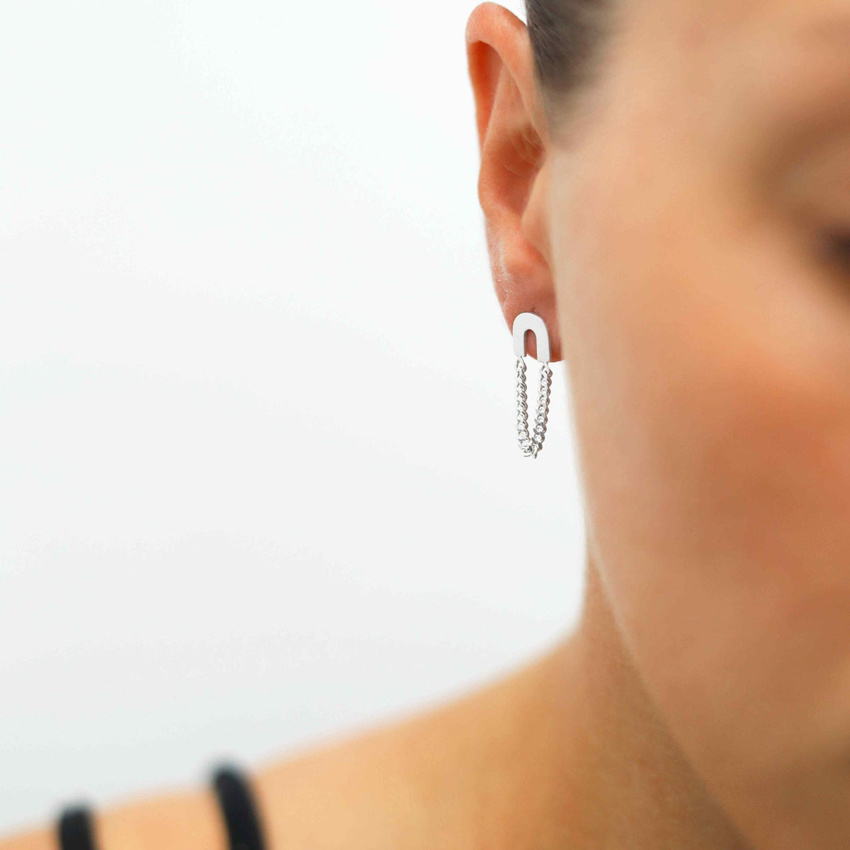 Sterling Silver Arch Chain Earrings