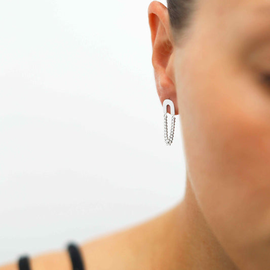 MG011 STERLING SILVER ARCH CHAIN EARRINGS MODEL scaled