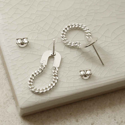 MG011 STERLING SILVER ARCH CHAIN EARRINGS 3