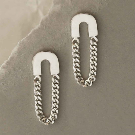 MG011 STERLING SILVER ARCH CHAIN EARRINGS 4