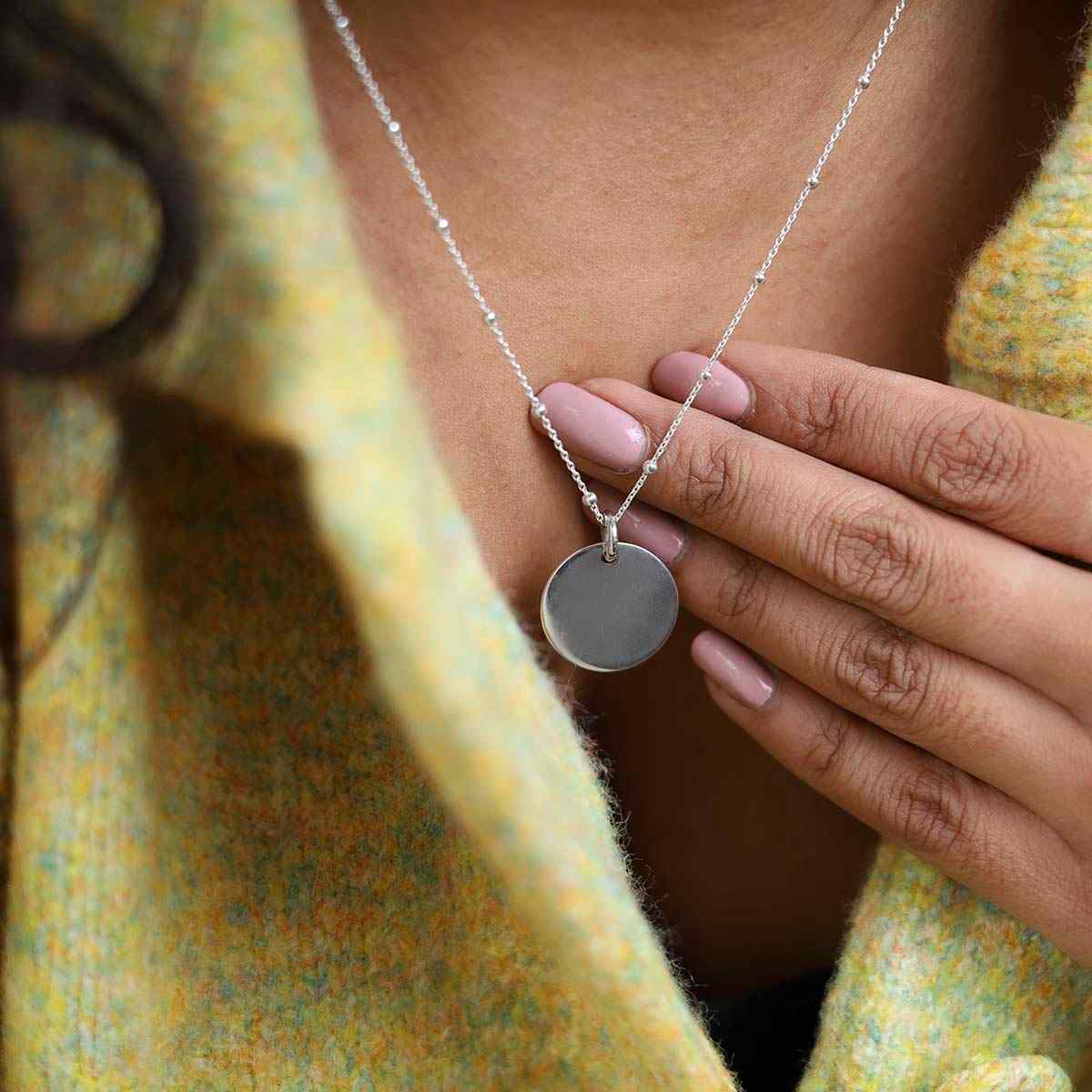 Engravable Sterling Silver Medium Tag Necklace