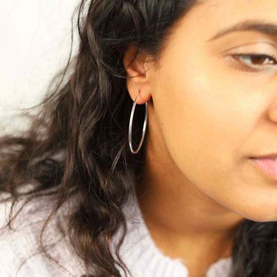ME451 STERLING SILVER 45MM HOOP EARRINGS MODEL