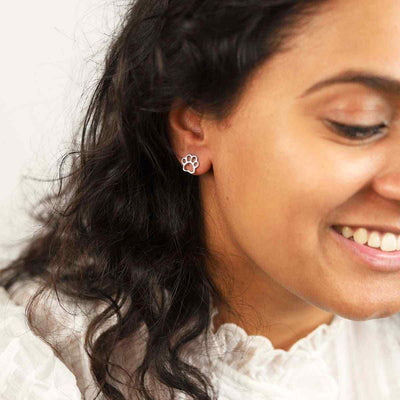 MS1221S STERLING SILVER PAW PRINT STUDS MODEL