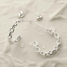 MG013 STERLING SILVER SIMPLE CHAIN HOOP STUD EARRINGS 4