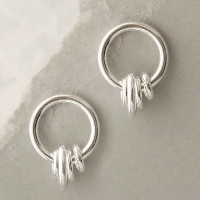 MG0014 STERLING SILVER HANGING RINGS STUD EARRINGS 3