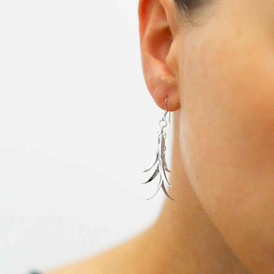 MG015 STERLING SILVER TROPICAL DANGLY EARRINGS MODEL