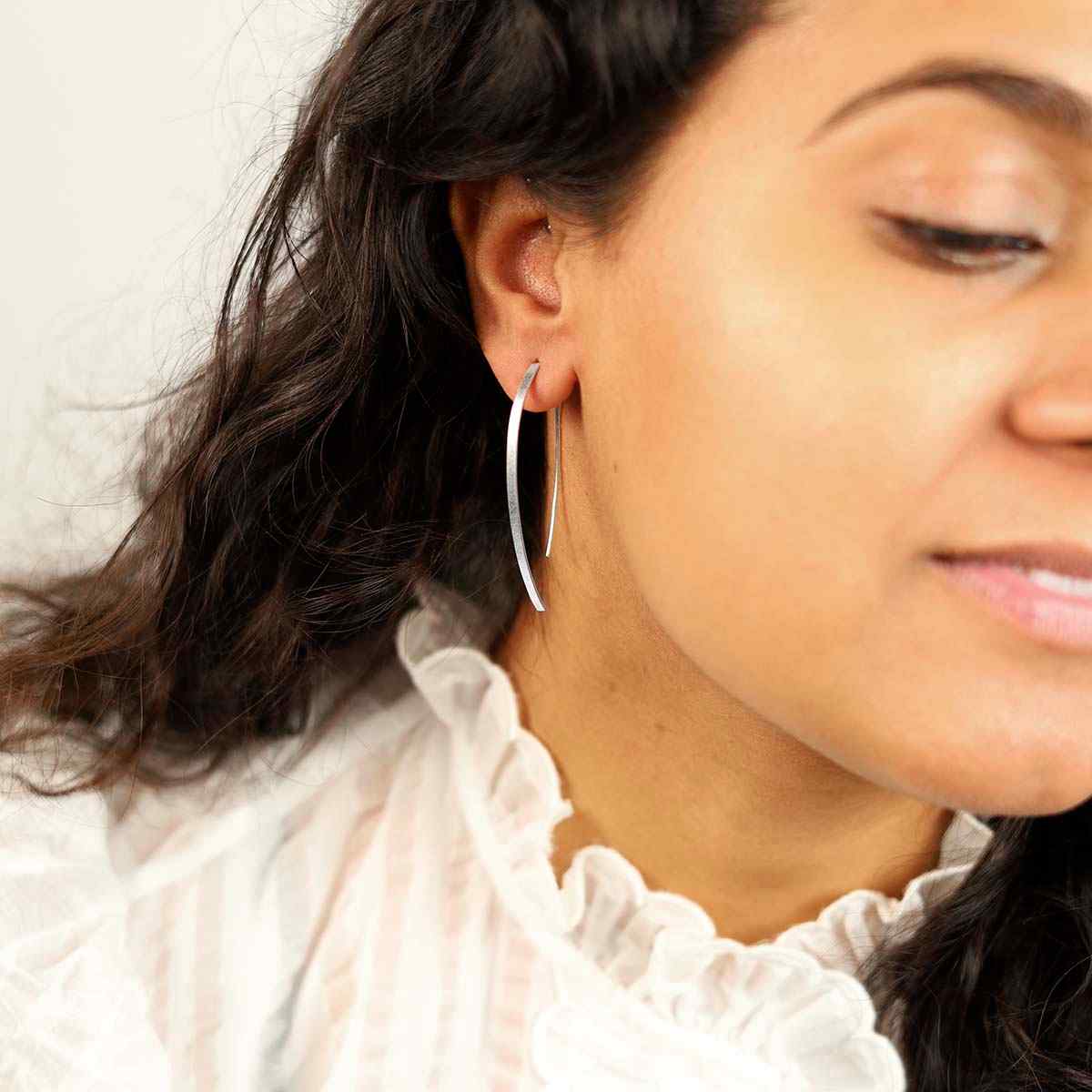 Sterling Silver Oval Threader Earrings