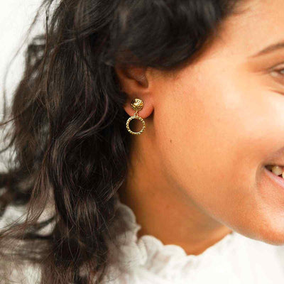 MS1231G GOLD PLATED SILVER DOOR KNOCKER EARRINGS MODEL