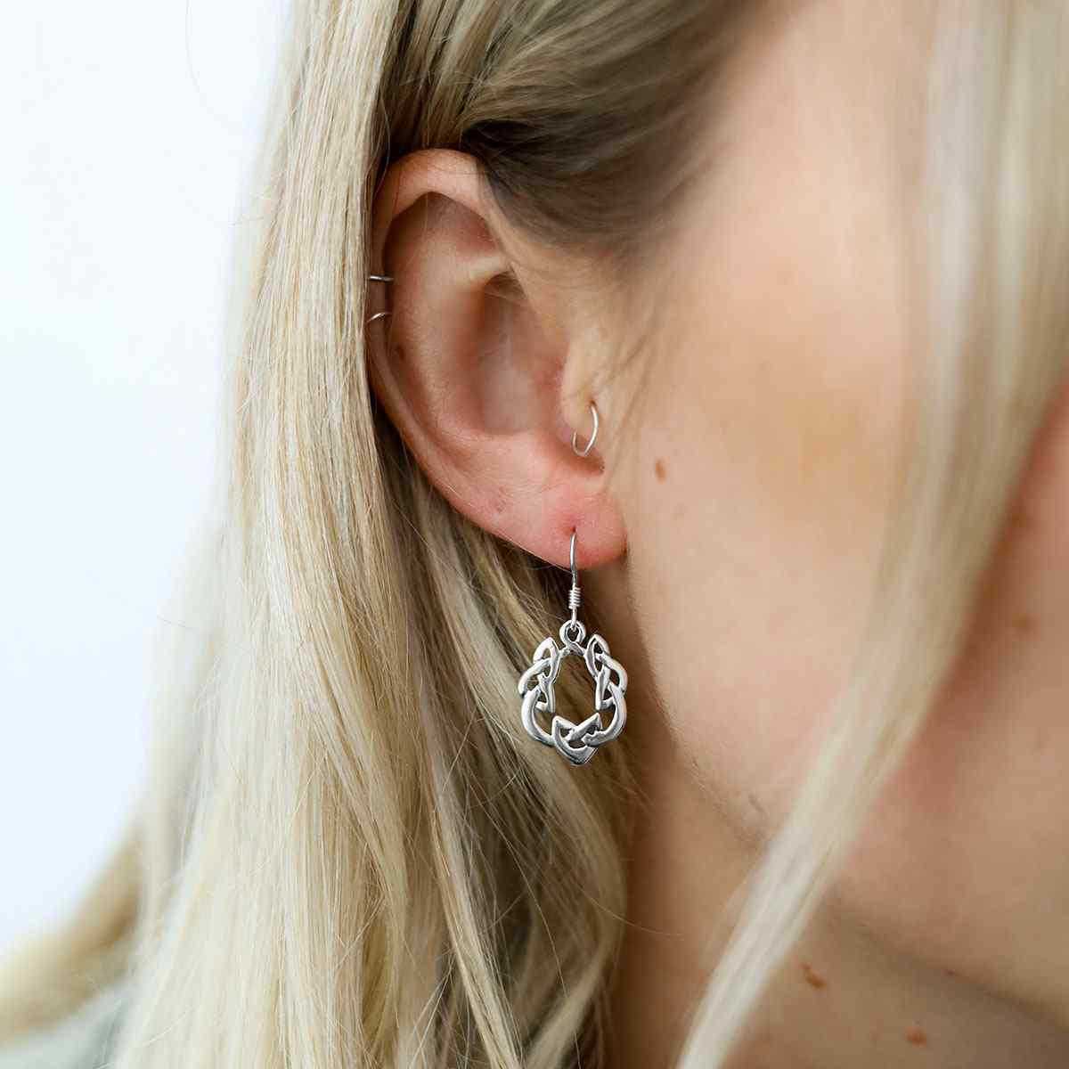 Sterling Silver Celtic Love Loop Dangly Earrings