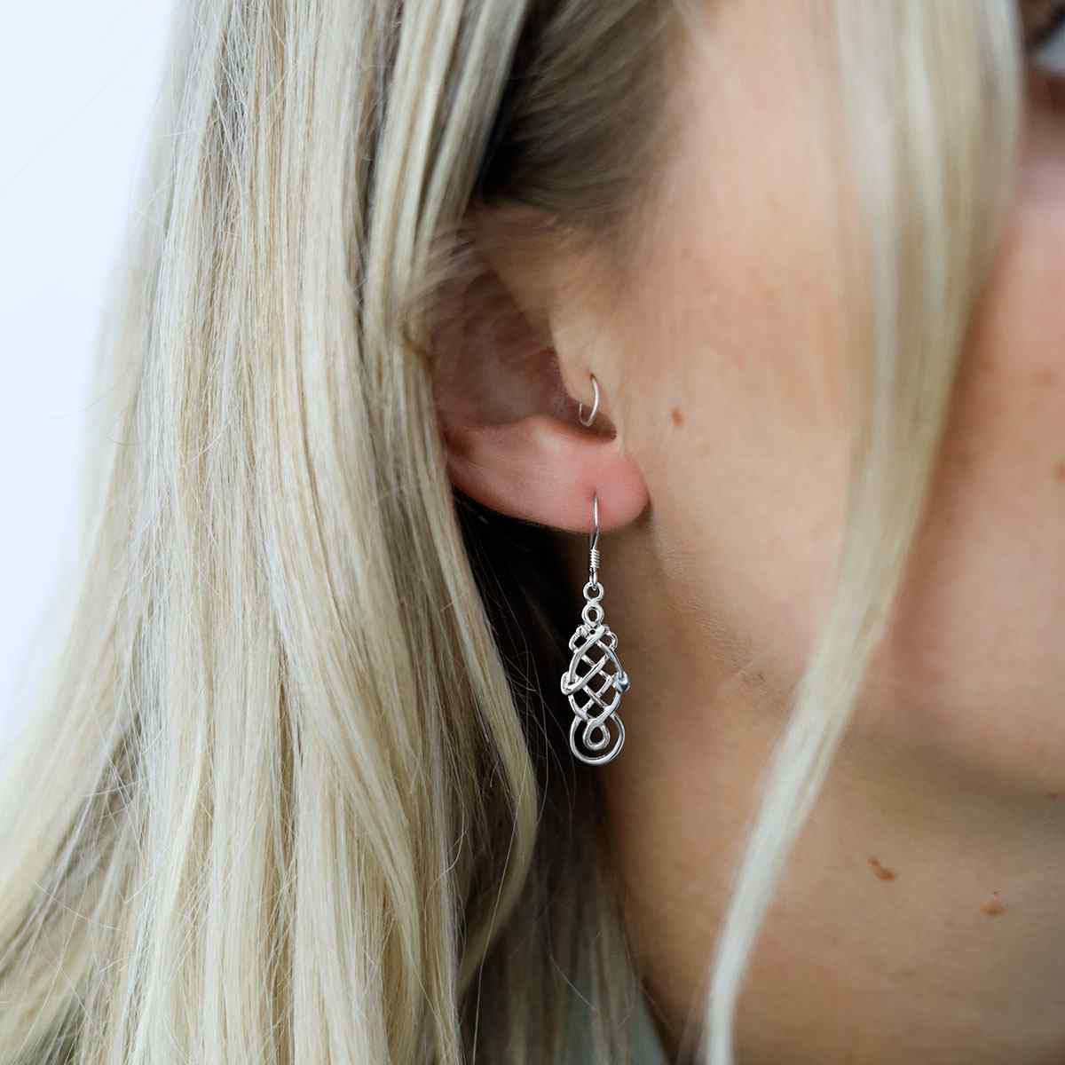 Sterling Silver Celtic Coventina Dangly Earrings