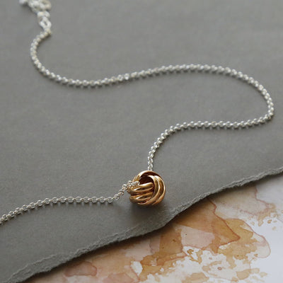 ME436RGSterlingSilverRoseGoldPlatedForeverKnotNecklace1