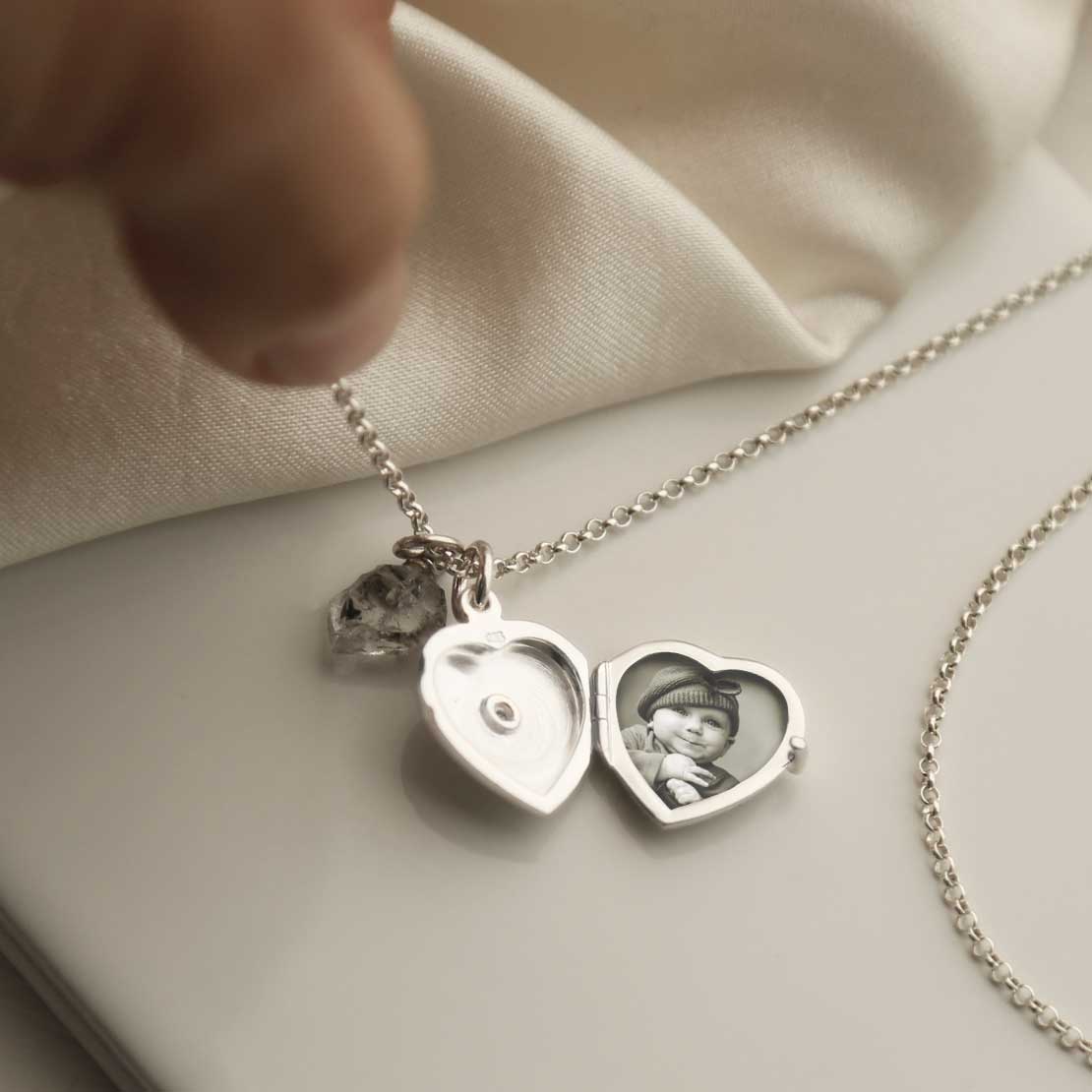 Sterling Silver Diamond Kissed Locket Necklace