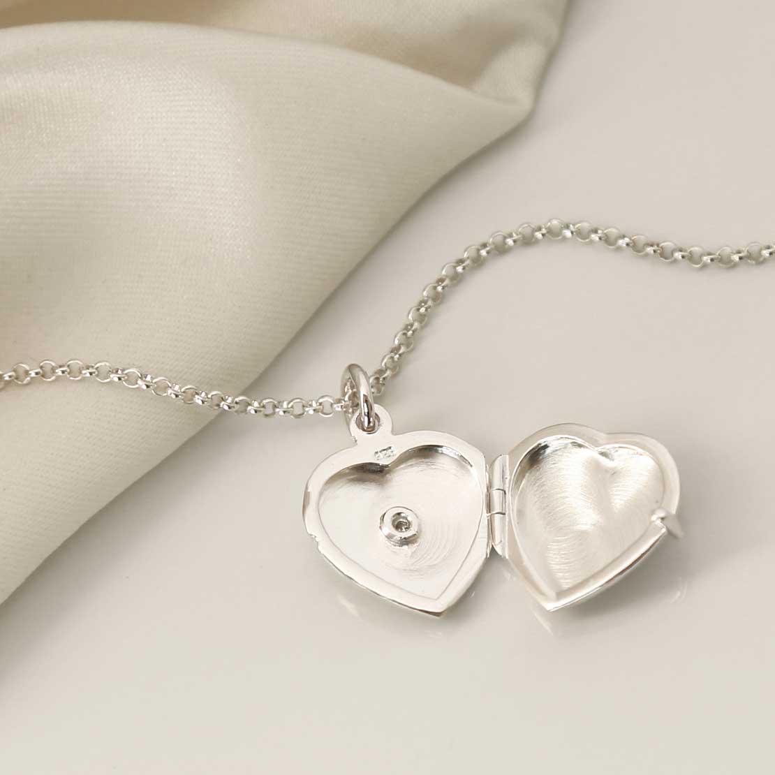 Sterling Silver Diamond Kissed Locket Necklace
