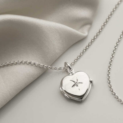 MC170 STERLING SILVER DIAMOND KISSED LOCKET NECKLACE 2