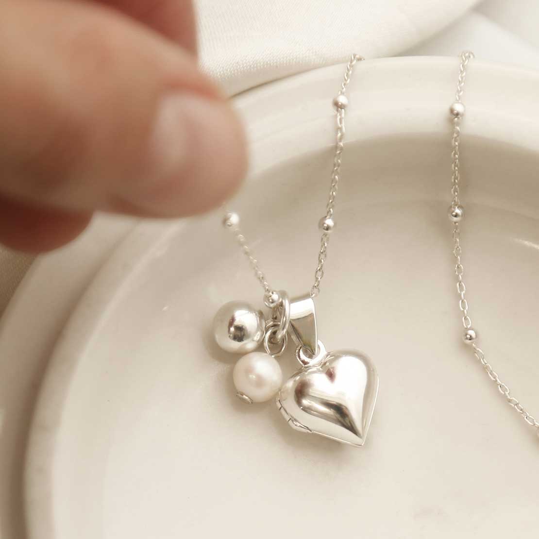Sterling Silver Tiny Heart Locket Necklace
