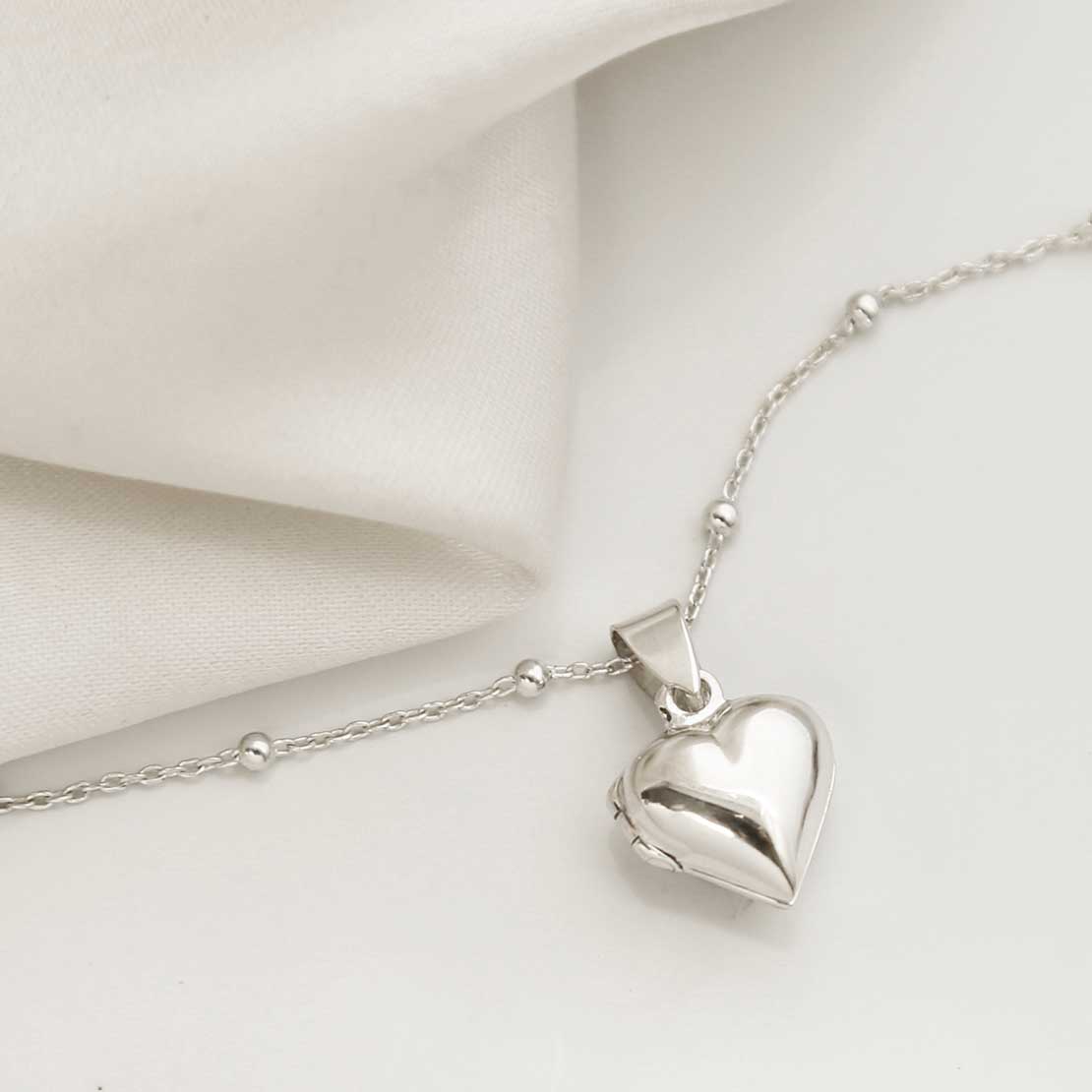 Sterling Silver Tiny Heart Locket Necklace