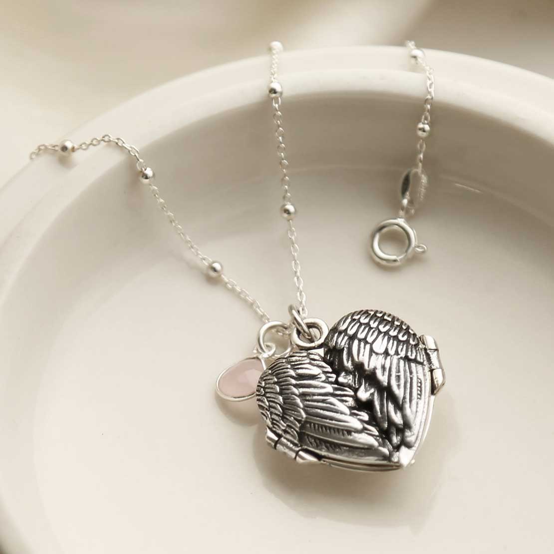 Sterling Silver Love Wings Locket Necklace