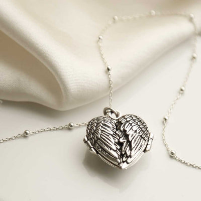 MC157 STERLING SILVER LOVE WING LOCKET NECKLACE 3