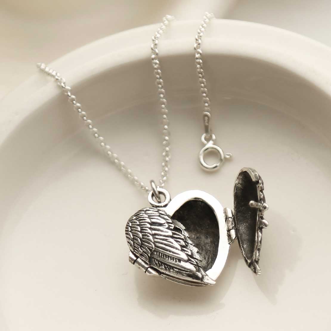 Sterling Silver Love Wings Locket Necklace