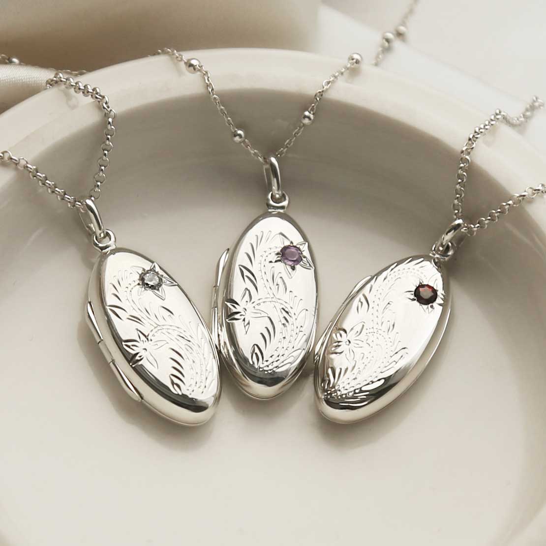 Sterling Silver Oval Locket Necklace