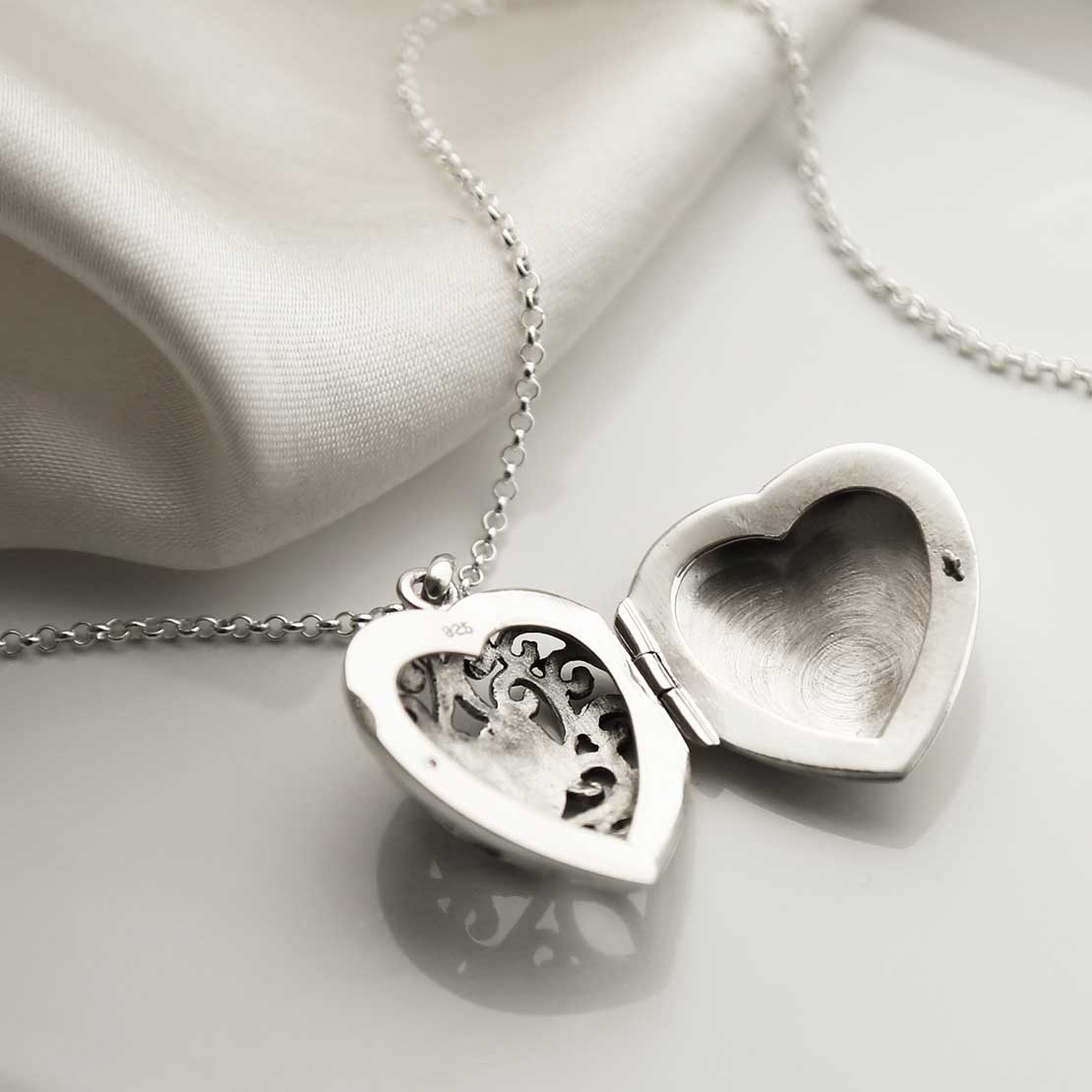Sterling Silver Vintage Heart Locket Necklace