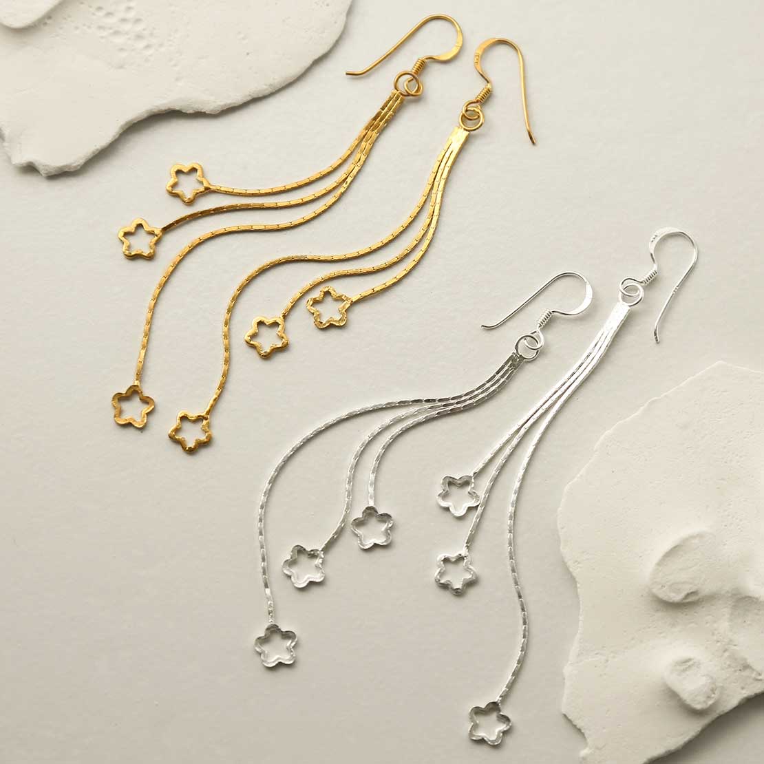 Gold Plated Silver Shooting Stars Earrings