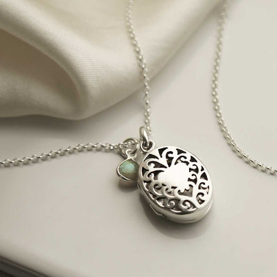 MC150 STERLING SILVER VINTAGE OVAL LOCKET NECKLACE LABRADORITE 1
