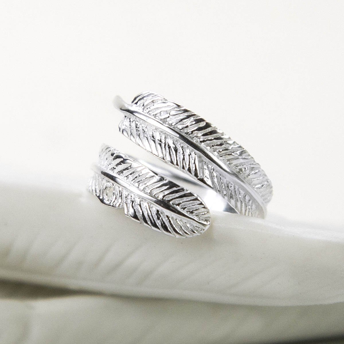 Sterling Silver Adjustable Angelic Feather Ring