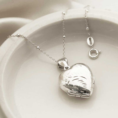 MC177 STERLING SILVER FOUR PIECE HEART LOCKET NECKLACE 1
