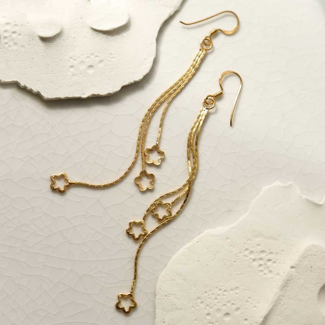 Gold Plated Silver Shooting Stars Earrings