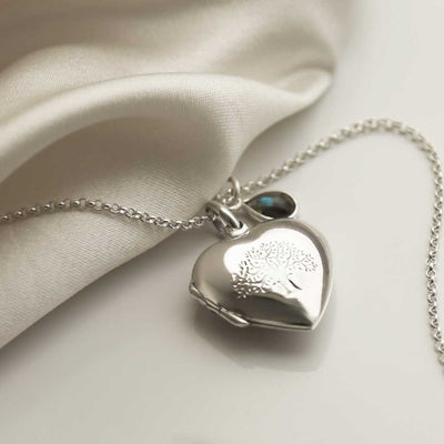 MR1101 STERLING SILVER MEDIUM TREE HEART LOCKET NECKLACE LABRADOEITE 1