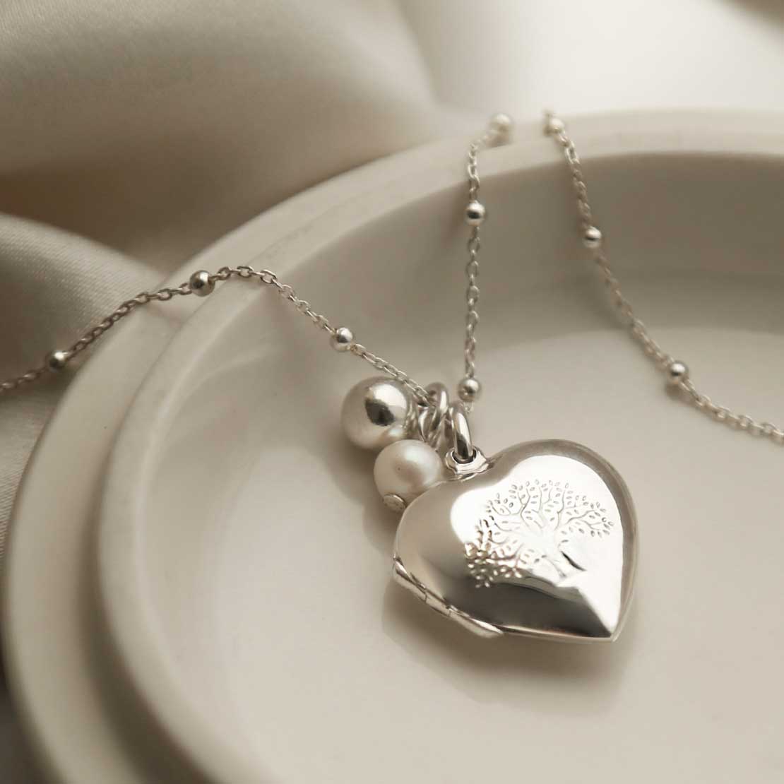 Sterling Silver Medium Tree Heart Locket