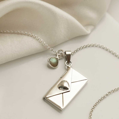 MR1102 STERLING SILVER LOVE LETTERS LOCKET NECKLACE LABRADORITE 3