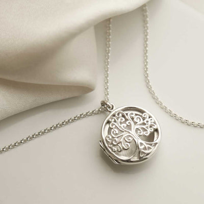 MC245  STERLING SILVER FILIGREE TREE LOCKET NECKLACE 1