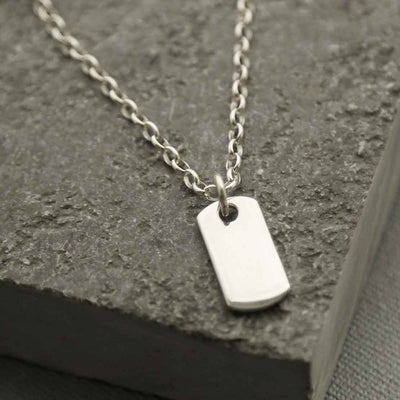 MC208S STERLING SILVER SOLID DOG TAG NECKLACE SMALL 1