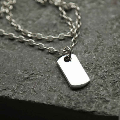 MC208S STERLING SILVER SOLID DOG TAG NECKLACE SMALL 4