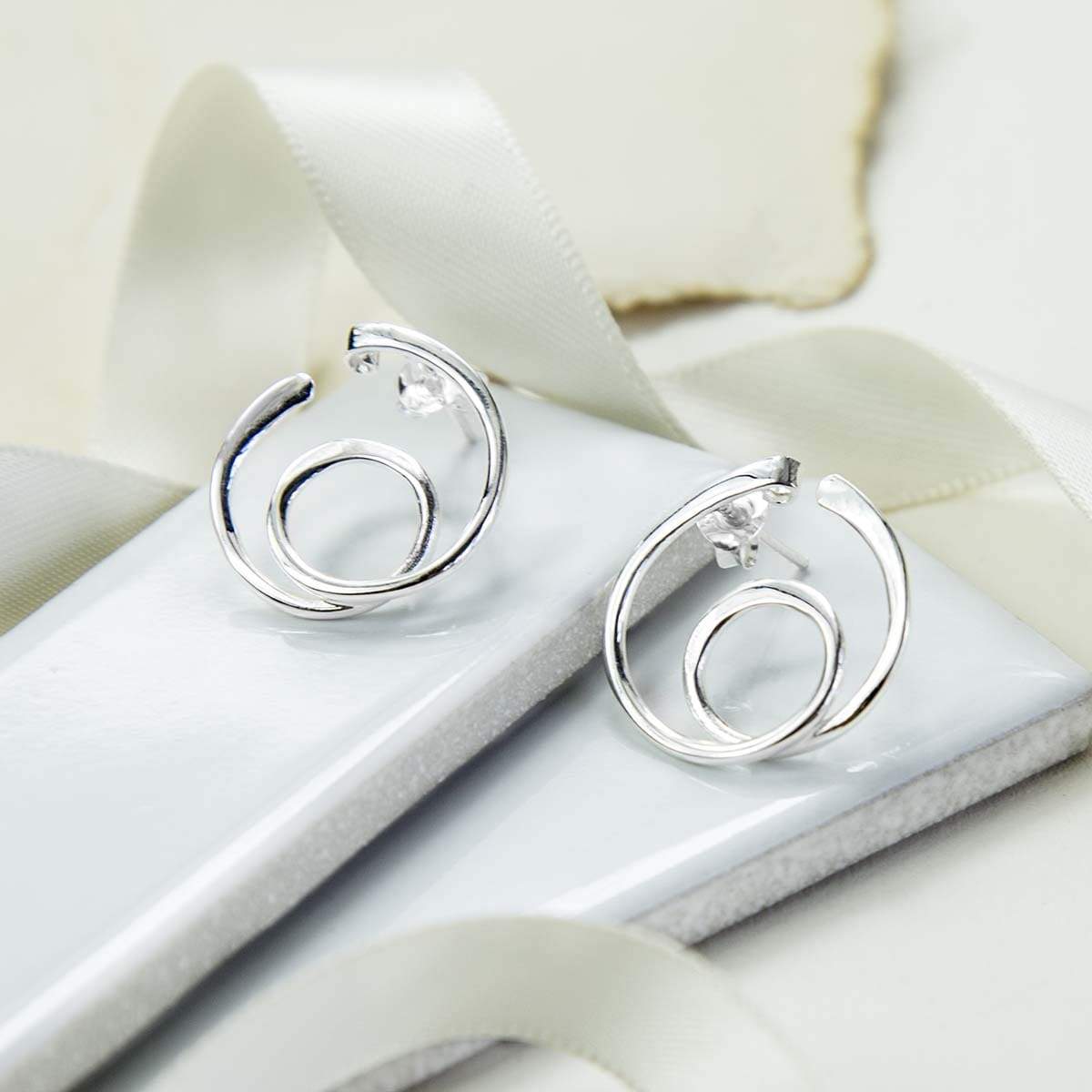 Sterling Silver Loops Stud Earrings