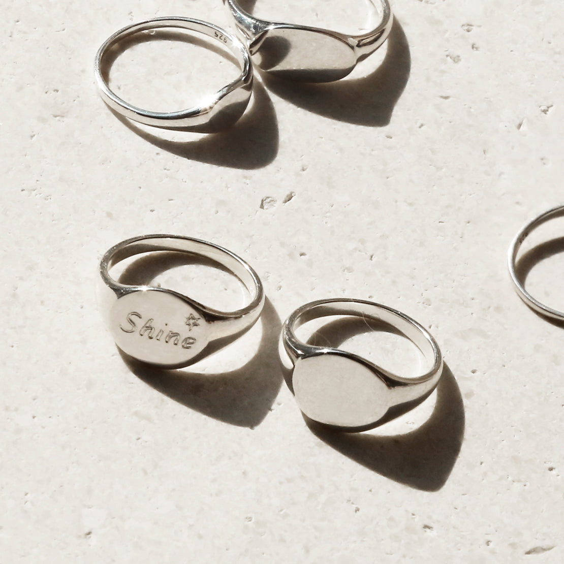 Sterling Silver Round Cushion Signet Ring