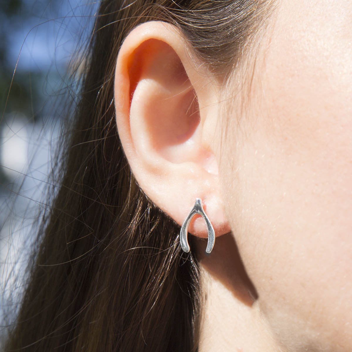 Sterling Silver Wishbone Studs