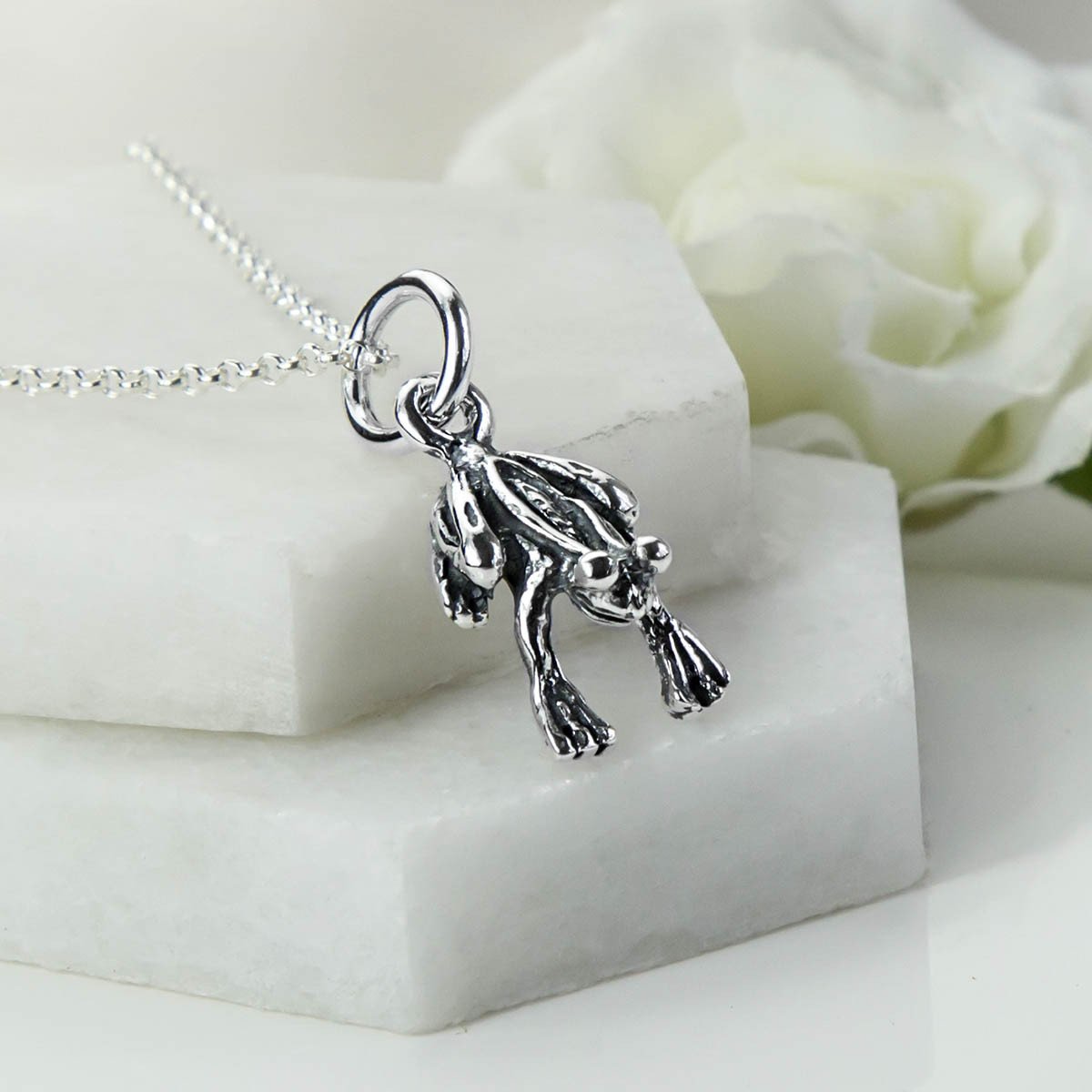 Sterling Silver Frog Necklace