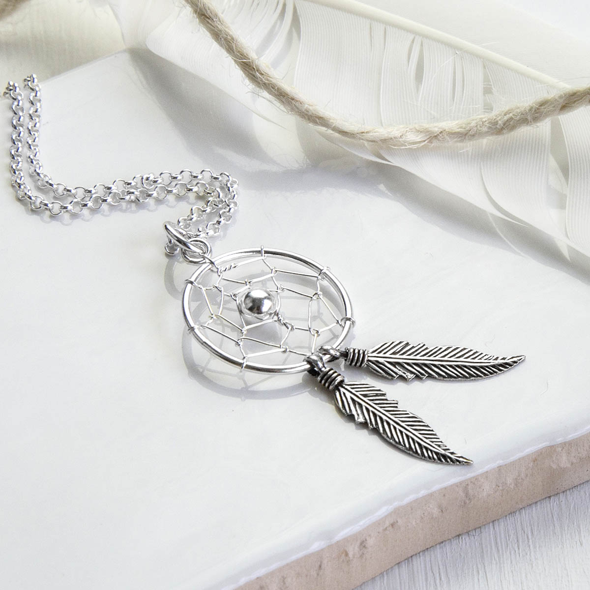 Sterling Silver Dream Catcher Necklace