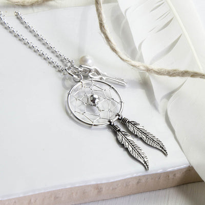 MC251P STERLINGSILVERDREAMCATCHERNECKLACE 001