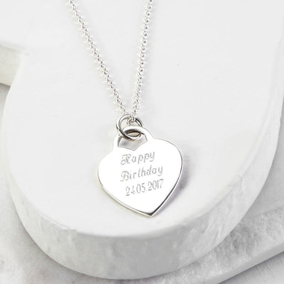 MC259P STERLINGSILVERLARGEENGRAVABLEHEARTNECKLACE 001