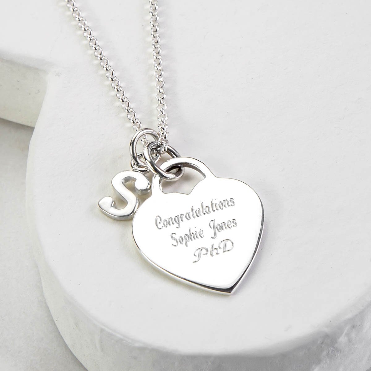 Sterling Silver Large Engravable Heart Necklace
