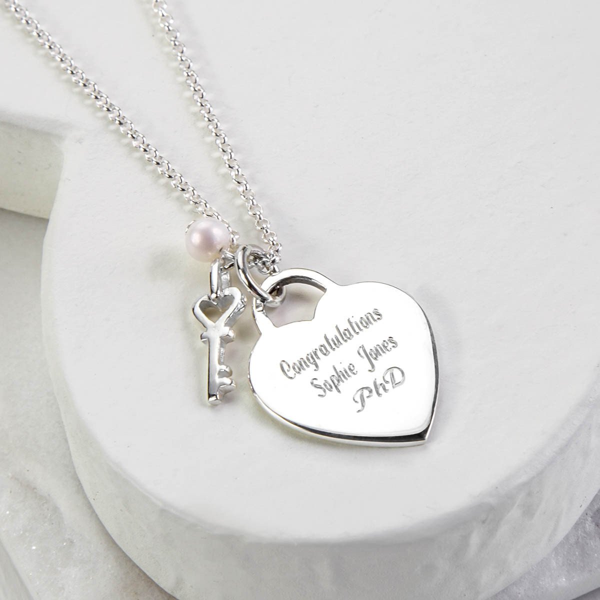 Sterling Silver Large Engravable Heart Necklace