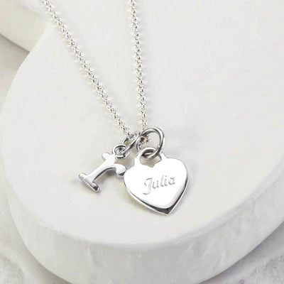 MC258P STERLINGSILVERENGRAVABLEHEARTNECKLACE 001